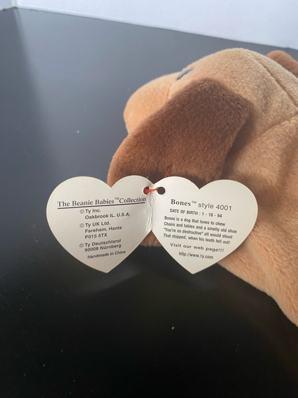 Ty Brown Plush Dog Beanie Baby Bones